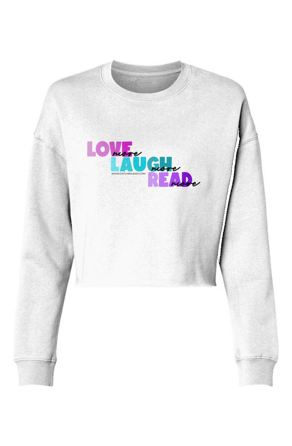 Lightweight Cropped Crew White Love Laugh Read