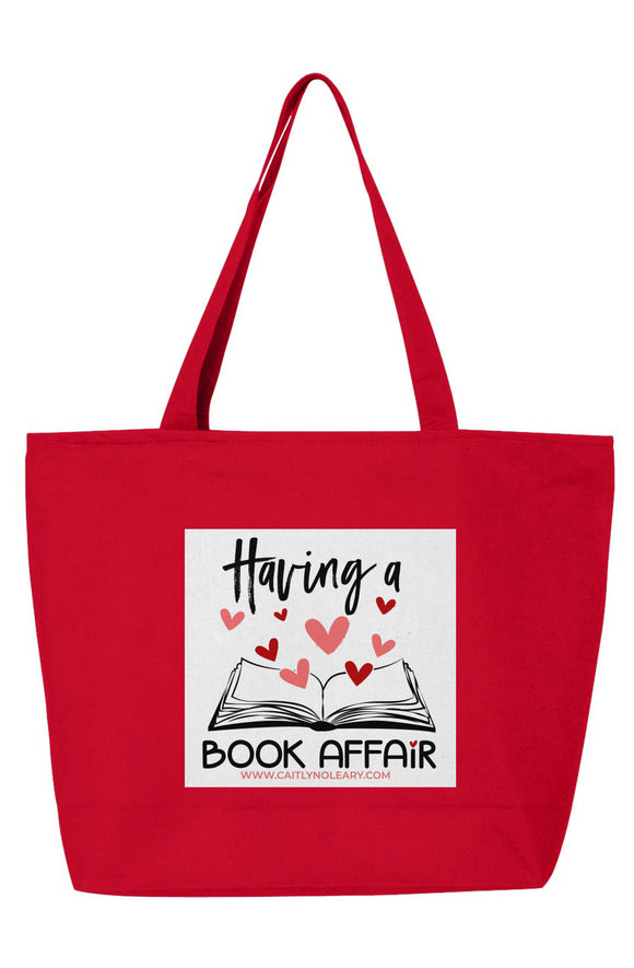 25L Zippered Tote Red/White Having a Book Affair