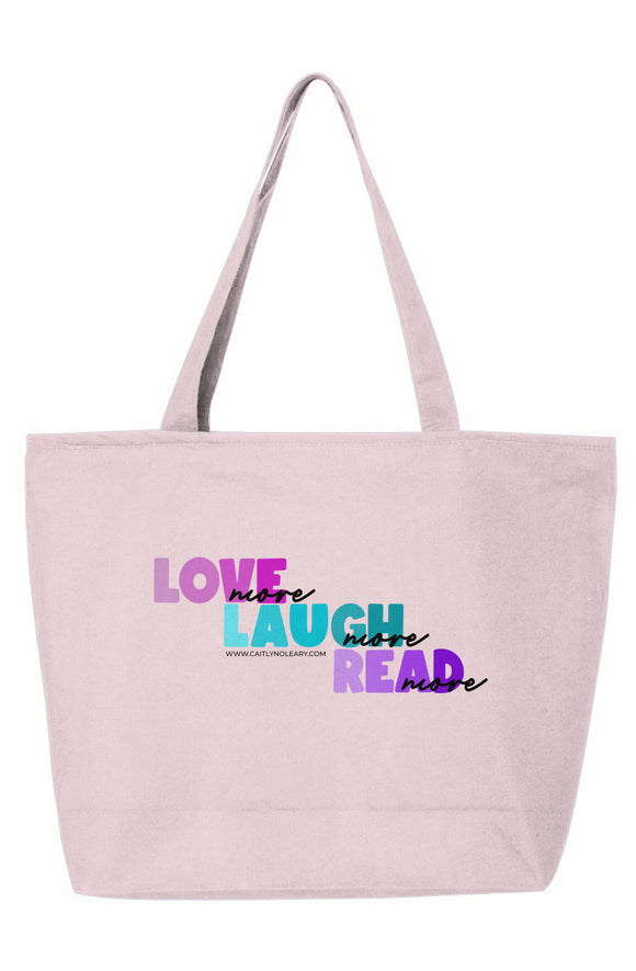 25L Zippered Tote Pink Live Laugh Read