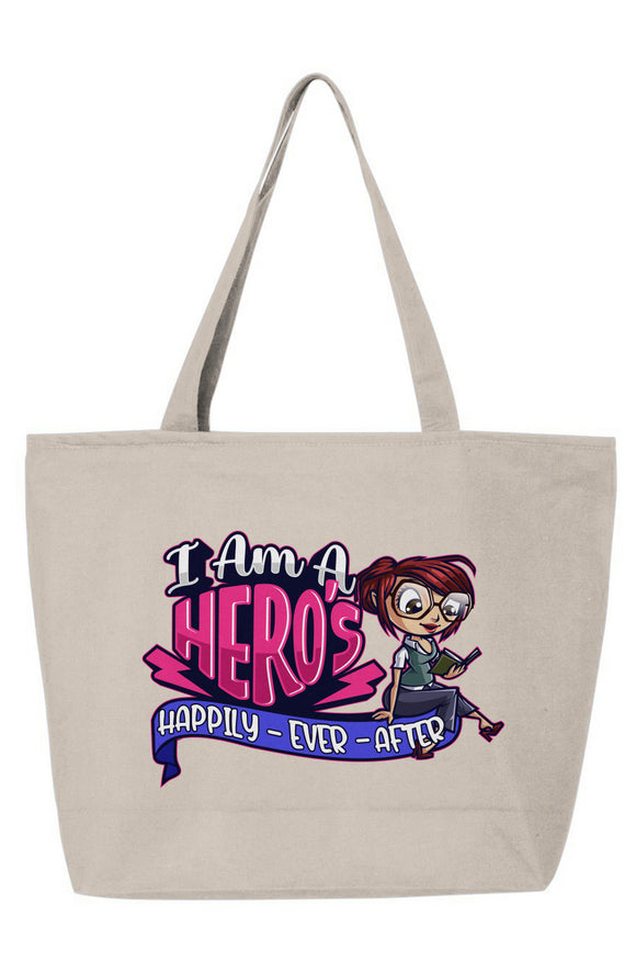25L Zippered Tote Natural Hero's Happily Ever Afte